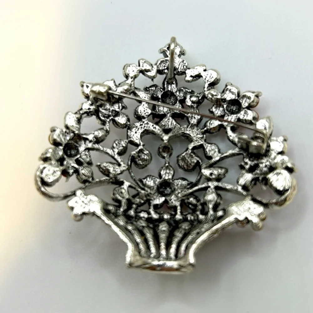 Rhinestone Flower Bouquet Vintage Inspired Brooch